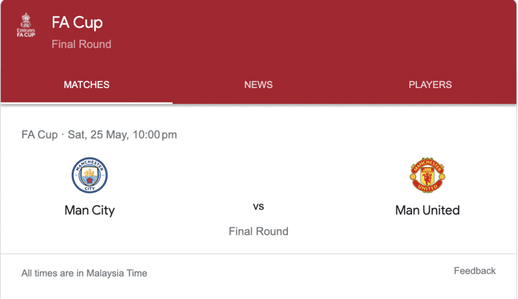 the Fa Cup Final Malaysian Time and Date.